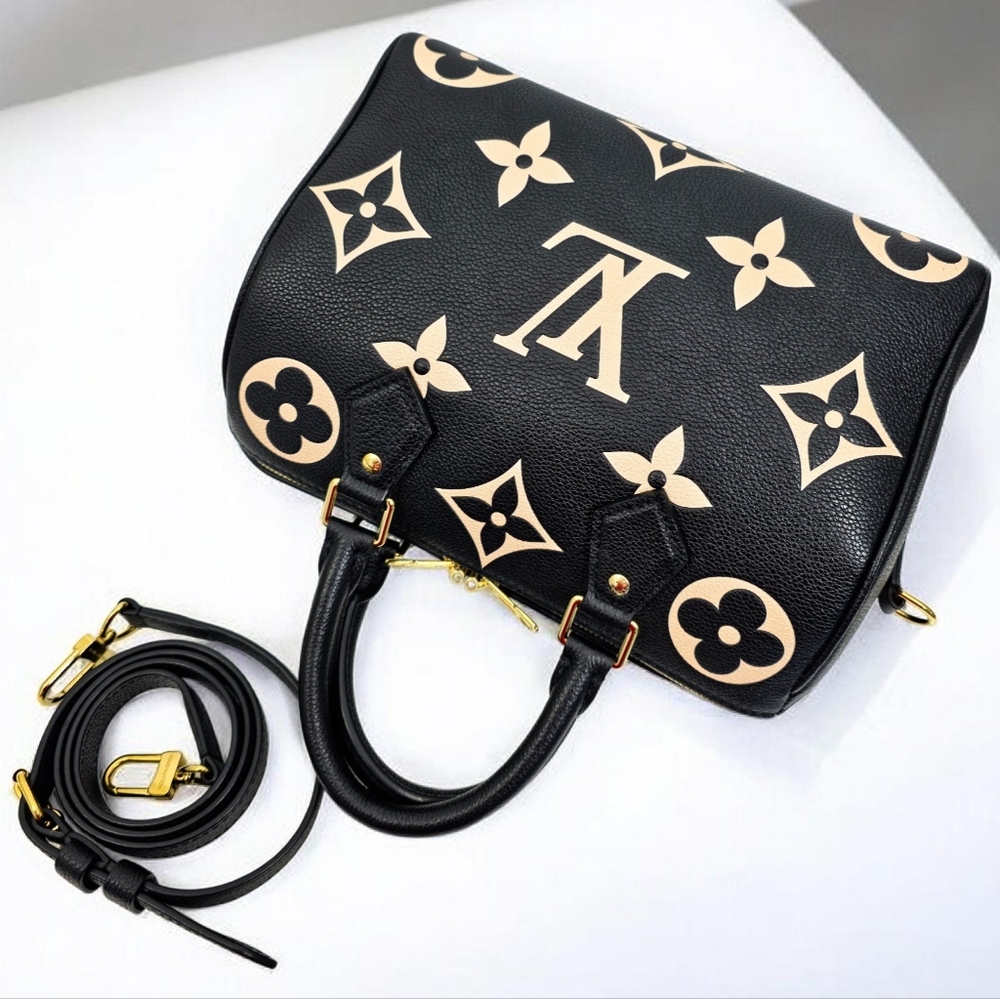 Louis Vuitton Speedy Bandouliere 25 Bicolor Empreinte Black Crossbody Bag - Picture 10 of 17
